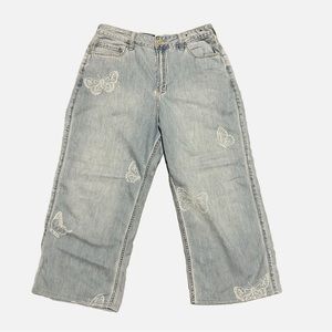 Hollister wide leg light and wash butterfly jeans